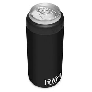 Yeti Rambler 12 oz Slim Colster Can Insulator Black Stainless Steel Drink Cooler